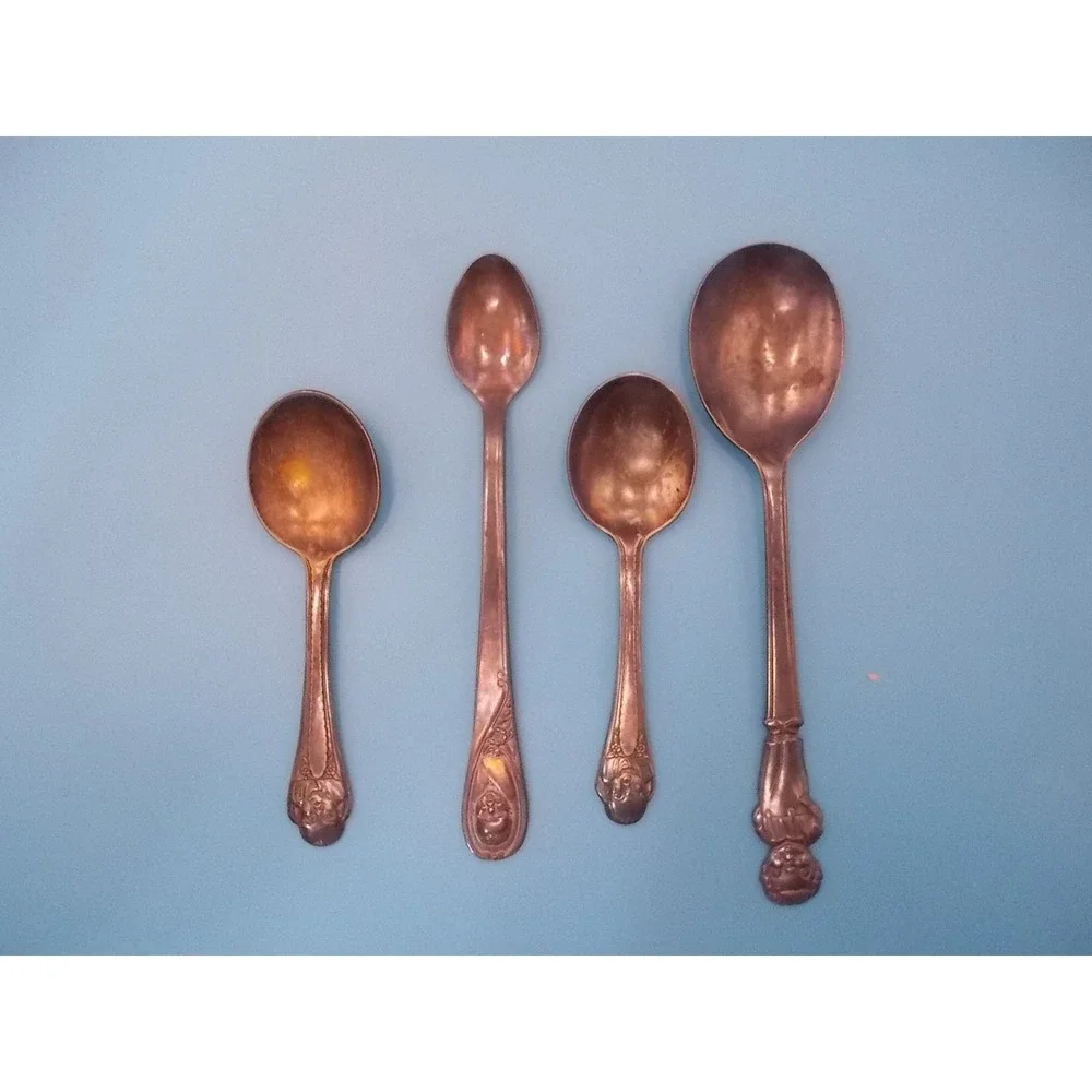 Vintage Gerber Baby Spoons Lot of 4 Silver Plate Collectible Advertising Spoon